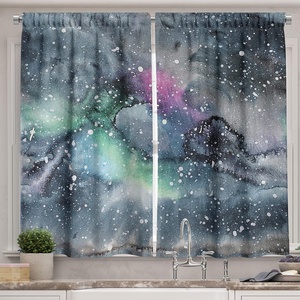image:imageAmbesonne Teal Animal Kitchen Curtains Cartoon Like Elephant with Big Ears and Trunk in Cartoon Style Print Window Drapes 2 Panel Set for Kitchen Cafe Decor 55 x 39 Pale Blue and TealGrey Purple