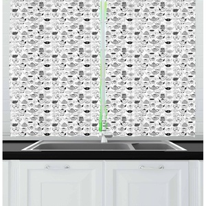 image:imageAmbesonne Teal Animal Kitchen Curtains Cartoon Like Elephant with Big Ears and Trunk in Cartoon Style Print Window Drapes 2 Panel Set for Kitchen Cafe Decor 55 x 39 Pale Blue and TealDark Black White