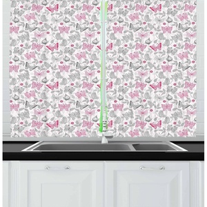 image:imageAmbesonne Teal Animal Kitchen Curtains Cartoon Like Elephant with Big Ears and Trunk in Cartoon Style Print Window Drapes 2 Panel Set for Kitchen Cafe Decor 55 x 39 Pale Blue and TealGrey Pink White