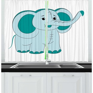 image:imageAmbesonne Teal Animal Kitchen Curtains Cartoon Like Elephant with Big Ears and Trunk in Cartoon Style Print Window Drapes 2 Panel Set for Kitchen Cafe Decor 55 x 39 Pale Blue and TealPale Blue and Teal