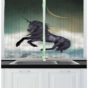 image:imageAmbesonne Teal Animal Kitchen Curtains Cartoon Like Elephant with Big Ears and Trunk in Cartoon Style Print Window Drapes 2 Panel Set for Kitchen Cafe Decor 55 x 39 Pale Blue and TealDark Blue