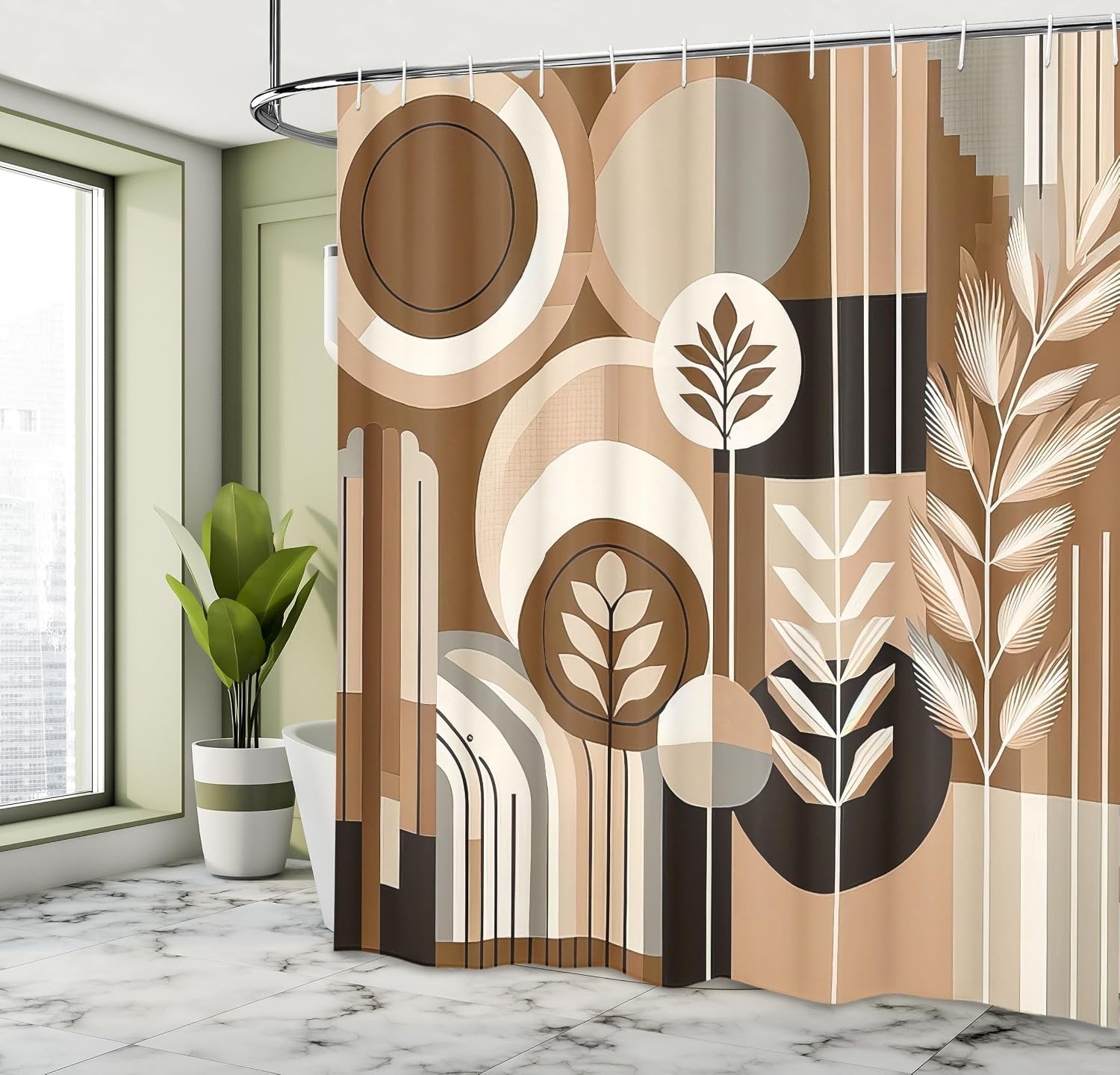 image:imageAmbesonne Nautical Shower Curtain Retro Sailing Adventure Rustic Wooden Marine Cottage Anchor Whale Waves Cloth Fabric Bathroom Decor Set with Hooks 69 W x 70 L Brown and Slate BlueDark Cocoa Pale Brown