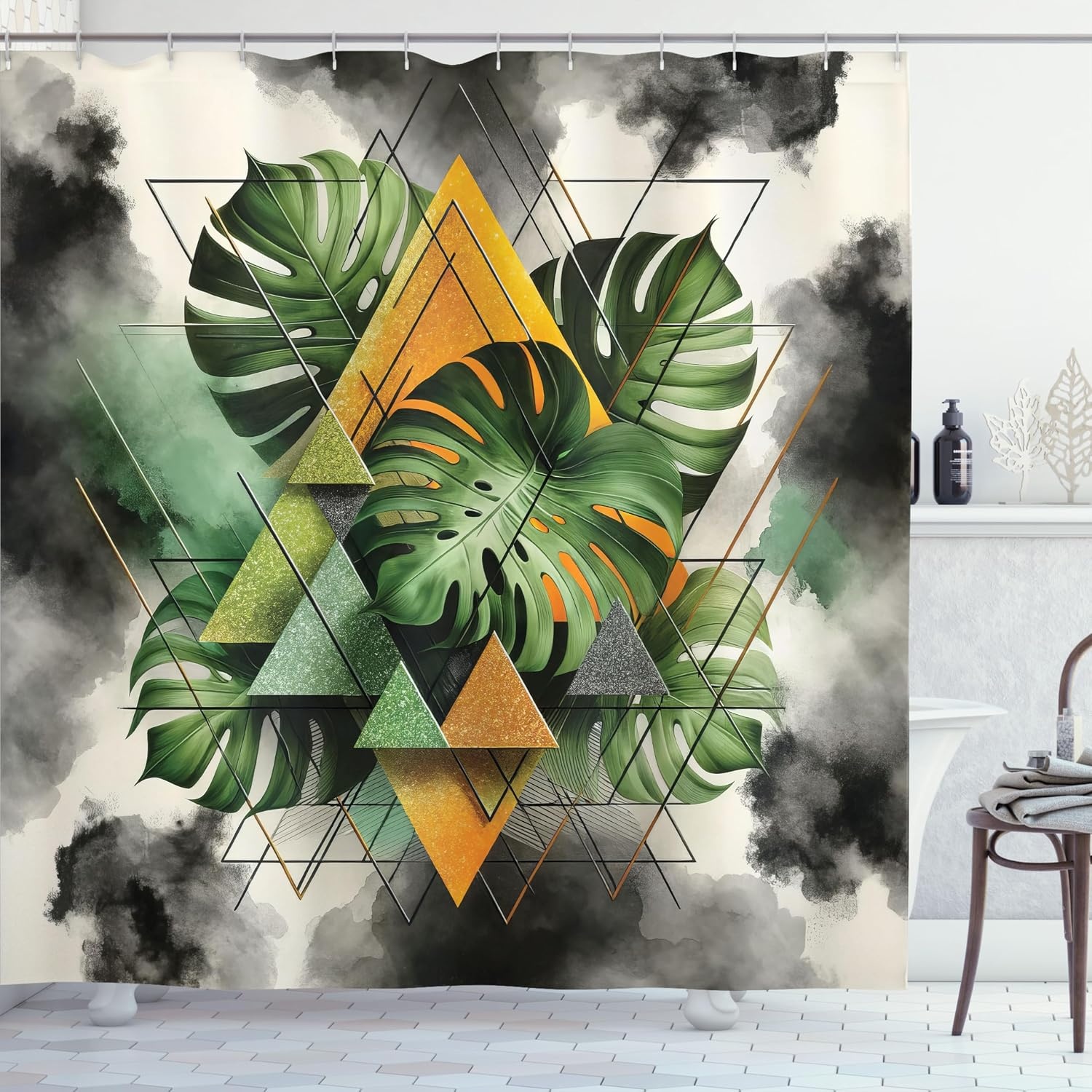 image:imageAmbesonne Nautical Shower Curtain Retro Sailing Adventure Rustic Wooden Marine Cottage Anchor Whale Waves Cloth Fabric Bathroom Decor Set with Hooks 69 W x 70 L Brown and Slate BlueCamel Grey and Fern Green