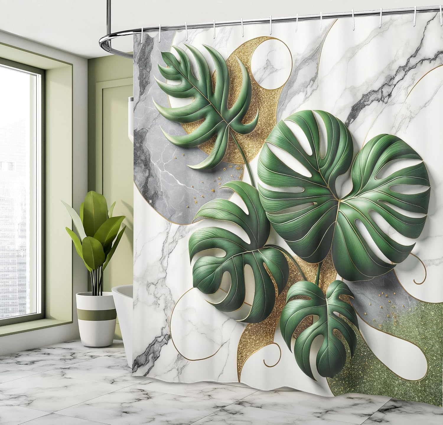 image:imageAmbesonne Nautical Shower Curtain Retro Sailing Adventure Rustic Wooden Marine Cottage Anchor Whale Waves Cloth Fabric Bathroom Decor Set with Hooks 69 W x 70 L Brown and Slate BluePale Grey Fern Green