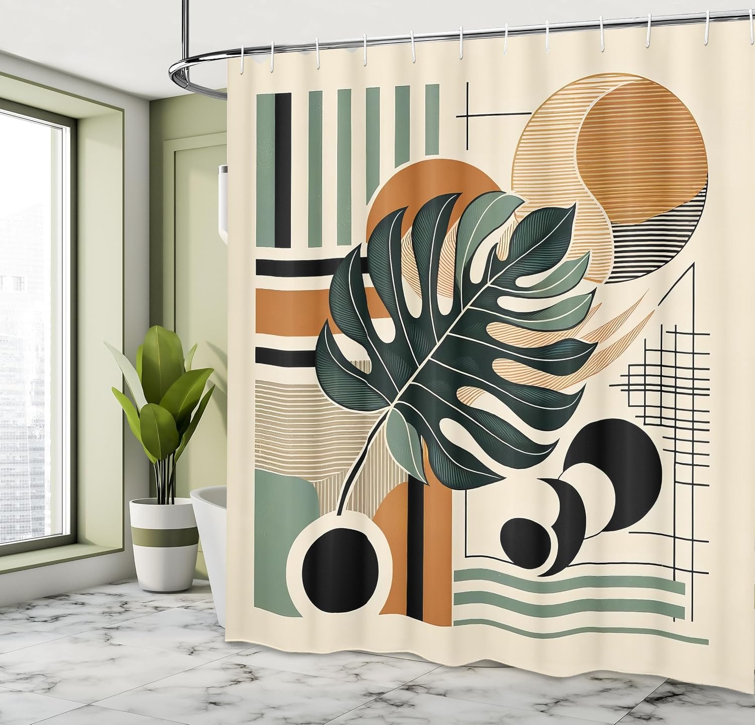 image:imageAmbesonne Nautical Shower Curtain Retro Sailing Adventure Rustic Wooden Marine Cottage Anchor Whale Waves Cloth Fabric Bathroom Decor Set with Hooks 69 W x 70 L Brown and Slate BlueEvergreen Sepia Dusk