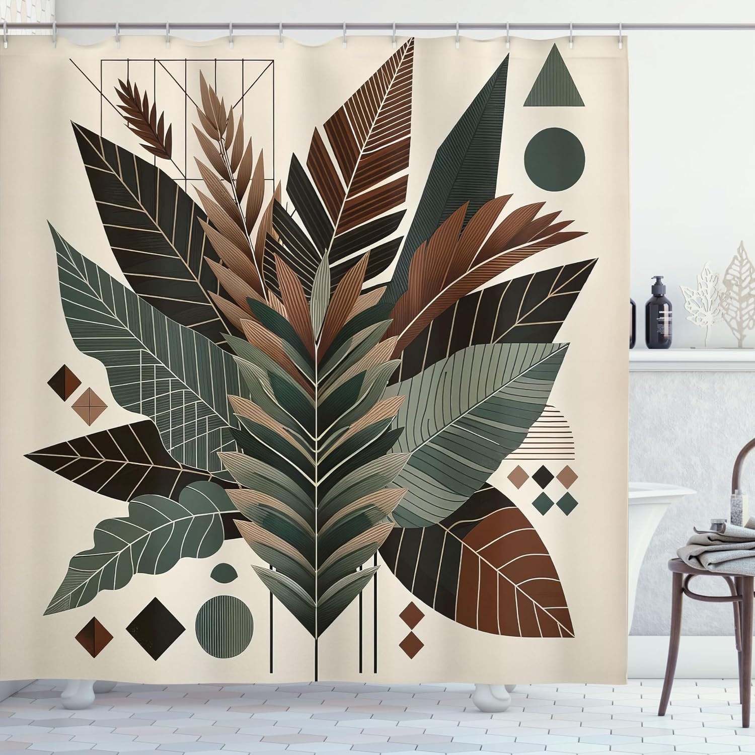 image:imageAmbesonne Nautical Shower Curtain Retro Sailing Adventure Rustic Wooden Marine Cottage Anchor Whale Waves Cloth Fabric Bathroom Decor Set with Hooks 69 W x 70 L Brown and Slate BlueEvergreen Sage Green Fawn