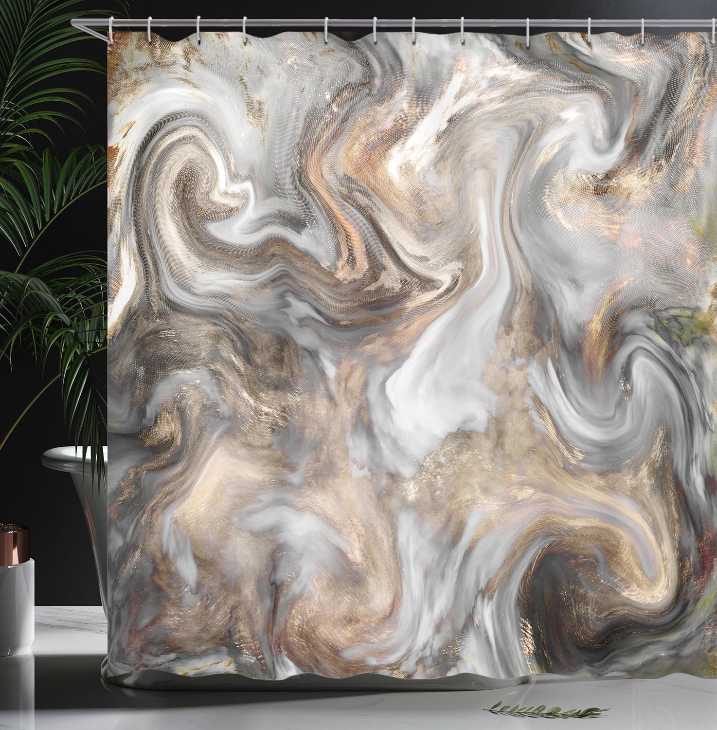 image:imageAmbesonne Nautical Shower Curtain Retro Sailing Adventure Rustic Wooden Marine Cottage Anchor Whale Waves Cloth Fabric Bathroom Decor Set with Hooks 69 W x 70 L Brown and Slate BlueSand Brown and Pale Grey
