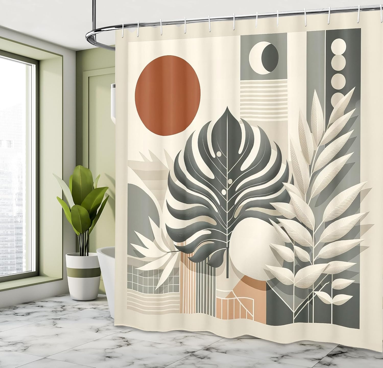 image:imageAmbesonne Nautical Shower Curtain Retro Sailing Adventure Rustic Wooden Marine Cottage Anchor Whale Waves Cloth Fabric Bathroom Decor Set with Hooks 69 W x 70 L Brown and Slate BlueCinnamon Pale Sage Green