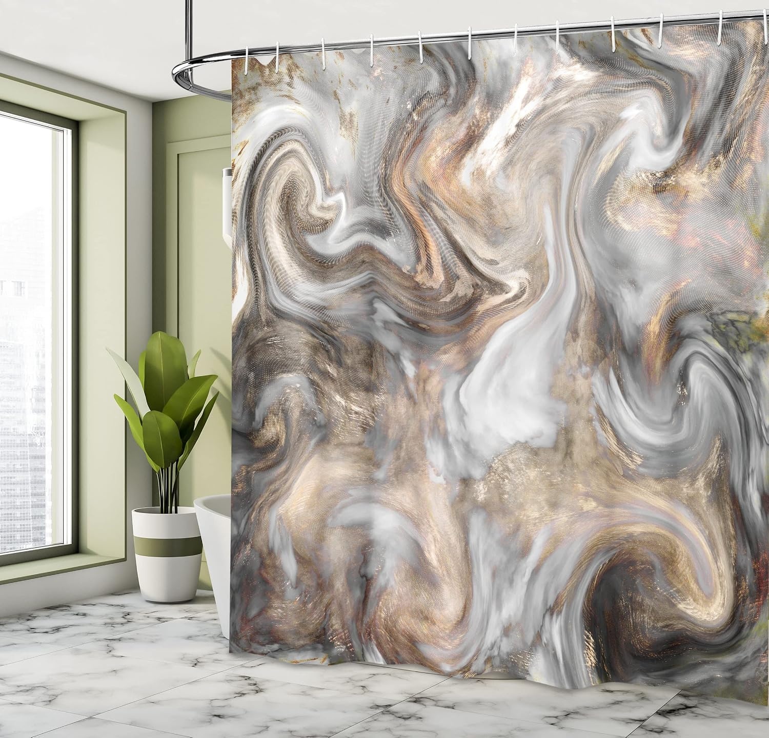 image:imageAmbesonne Nautical Shower Curtain Retro Sailing Adventure Rustic Wooden Marine Cottage Anchor Whale Waves Cloth Fabric Bathroom Decor Set with Hooks 69 W x 70 L Brown and Slate BlueSand Brown and Pale Grey