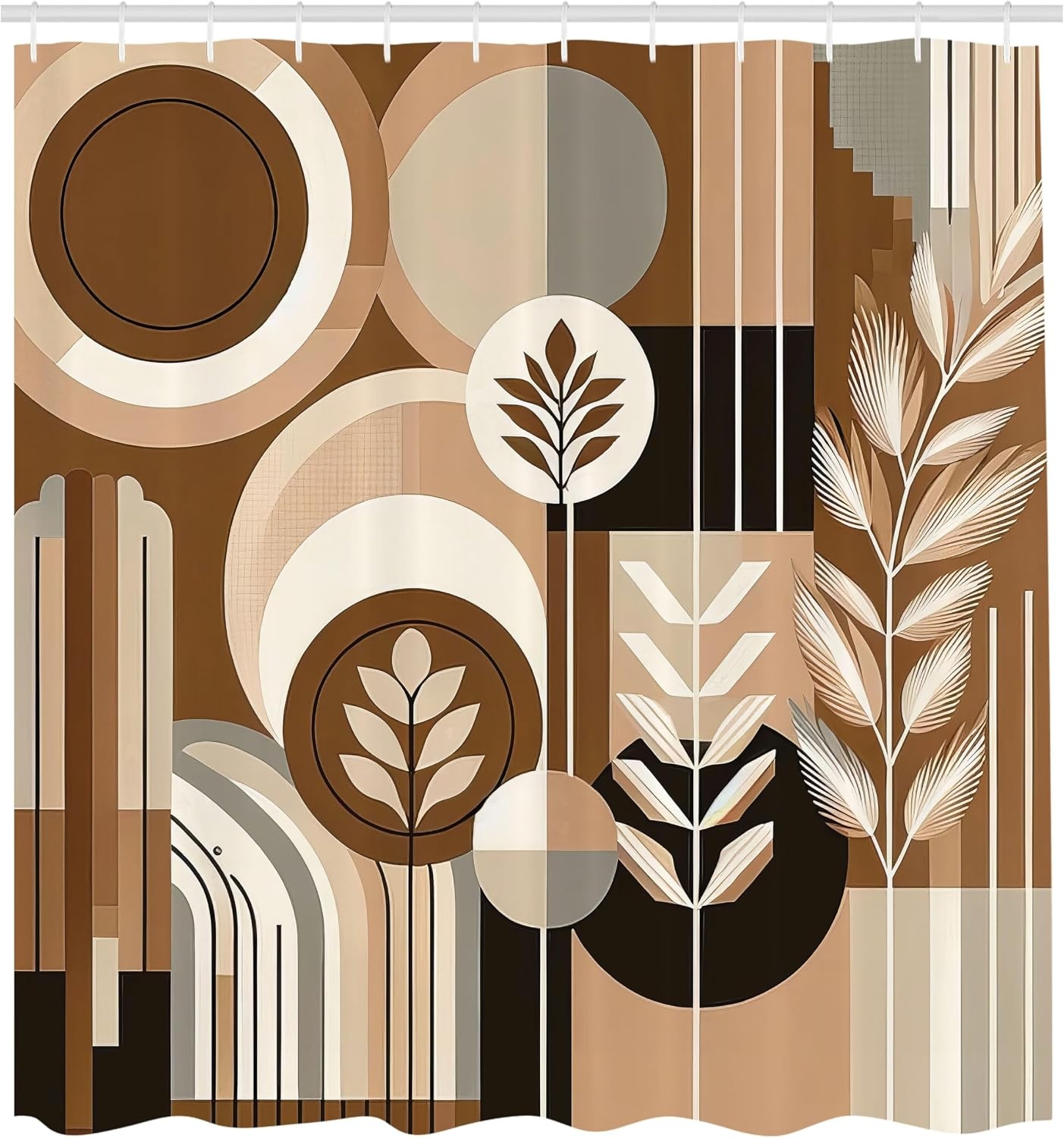 image:imageAmbesonne Nautical Shower Curtain Retro Sailing Adventure Rustic Wooden Marine Cottage Anchor Whale Waves Cloth Fabric Bathroom Decor Set with Hooks 69 W x 70 L Brown and Slate BlueDark Cocoa Pale Brown