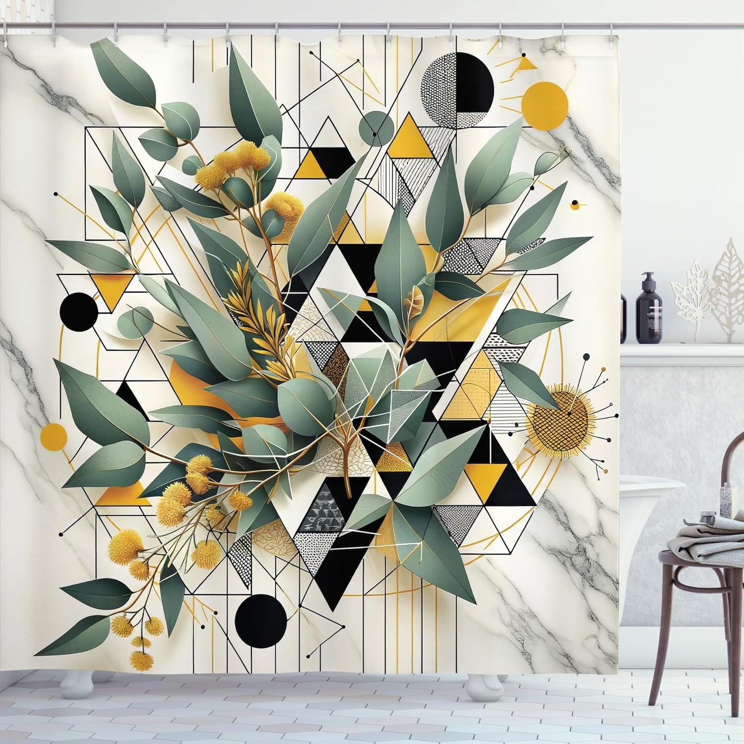 image:imageAmbesonne Nautical Shower Curtain Retro Sailing Adventure Rustic Wooden Marine Cottage Anchor Whale Waves Cloth Fabric Bathroom Decor Set with Hooks 69 W x 70 L Brown and Slate BlueGreen Black Mustard