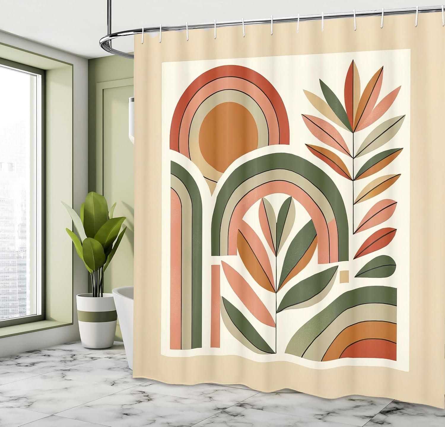 image:imageAmbesonne Nautical Shower Curtain Retro Sailing Adventure Rustic Wooden Marine Cottage Anchor Whale Waves Cloth Fabric Bathroom Decor Set with Hooks 69 W x 70 L Brown and Slate BlueDark Rust Beige Green