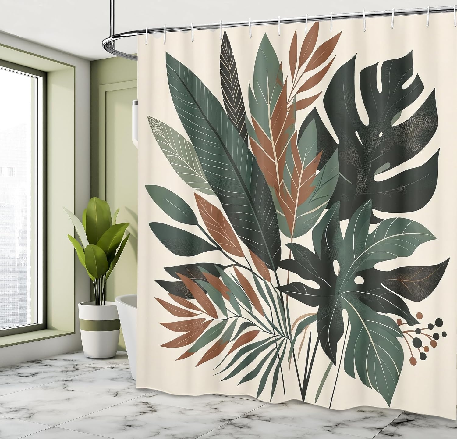 image:imageAmbesonne Nautical Shower Curtain Retro Sailing Adventure Rustic Wooden Marine Cottage Anchor Whale Waves Cloth Fabric Bathroom Decor Set with Hooks 69 W x 70 L Brown and Slate BlueSage Green Fawn Evergreen