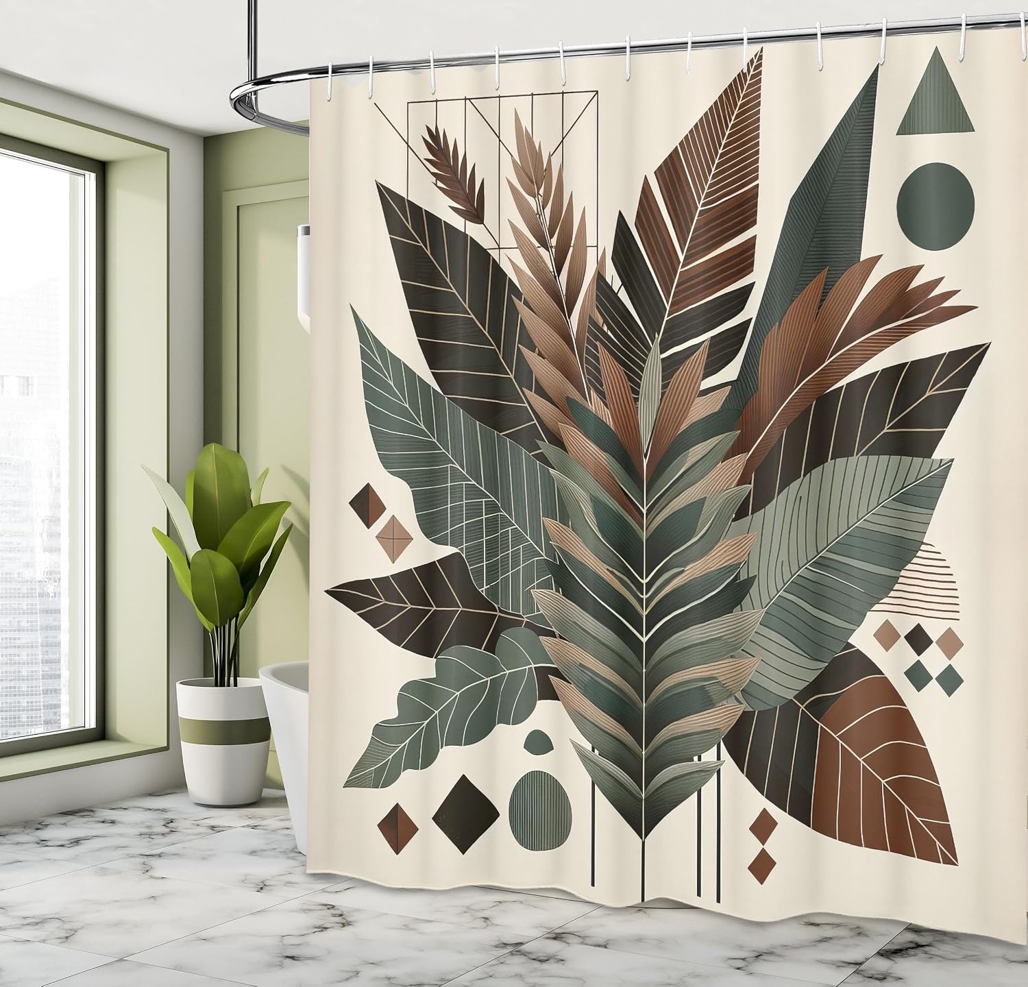 image:imageAmbesonne Nautical Shower Curtain Retro Sailing Adventure Rustic Wooden Marine Cottage Anchor Whale Waves Cloth Fabric Bathroom Decor Set with Hooks 69 W x 70 L Brown and Slate BlueEvergreen Sage Green Fawn