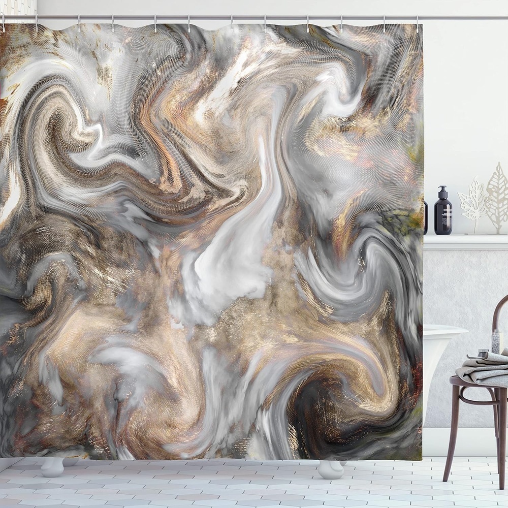 image:imageAmbesonne Nautical Shower Curtain Retro Sailing Adventure Rustic Wooden Marine Cottage Anchor Whale Waves Cloth Fabric Bathroom Decor Set with Hooks 69 W x 70 L Brown and Slate BlueSand Brown and Pale Grey