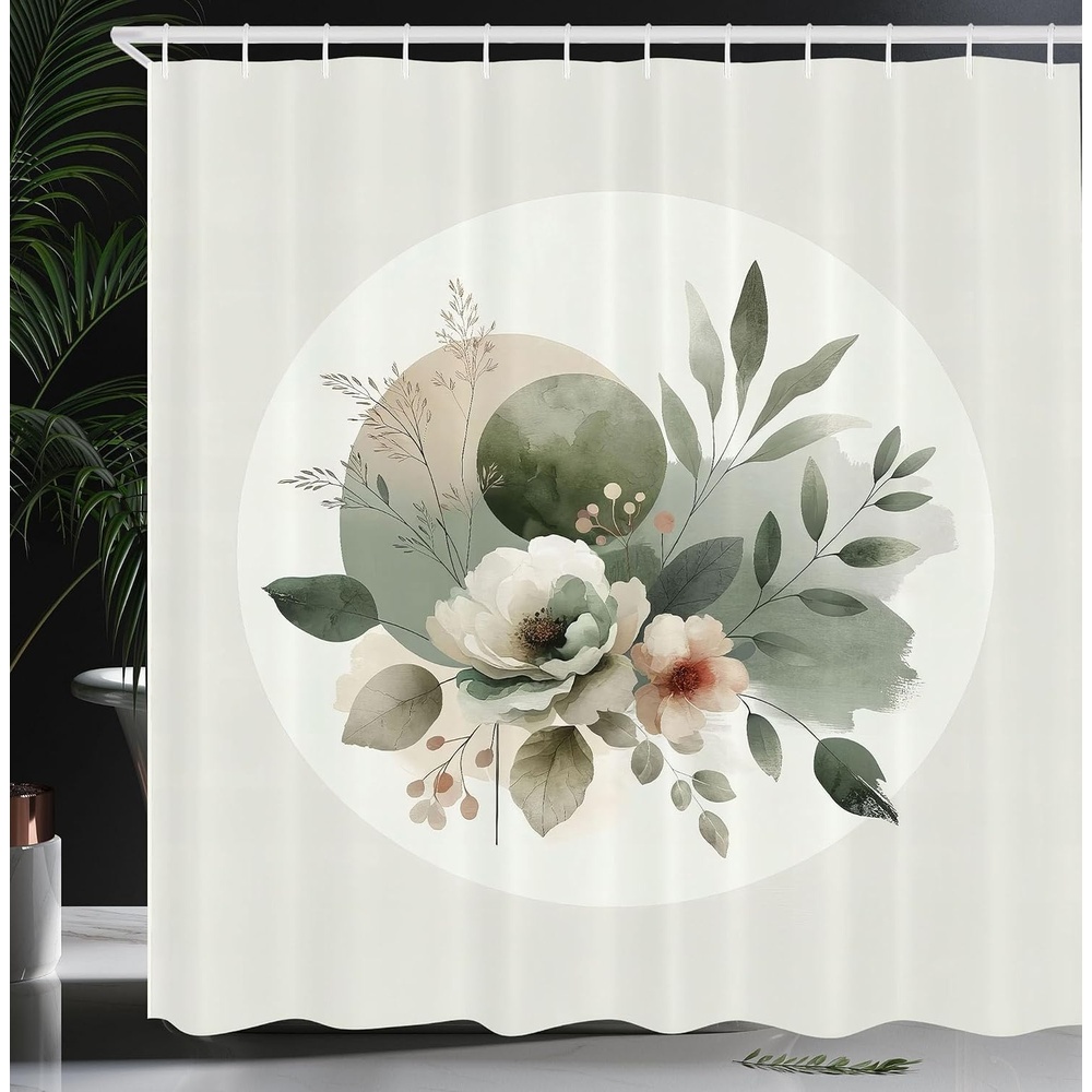 image:imageAmbesonne Nautical Shower Curtain Retro Sailing Adventure Rustic Wooden Marine Cottage Anchor Whale Waves Cloth Fabric Bathroom Decor Set with Hooks 69 W x 70 L Brown and Slate BluePale Sage Green Coconut