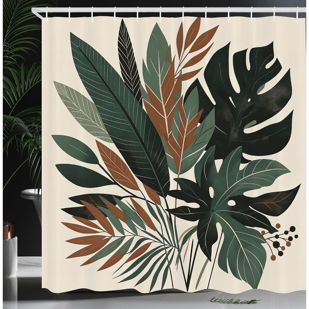 image:imageAmbesonne Nautical Shower Curtain Retro Sailing Adventure Rustic Wooden Marine Cottage Anchor Whale Waves Cloth Fabric Bathroom Decor Set with Hooks 69 W x 70 L Brown and Slate BlueSage Green Fawn Evergreen