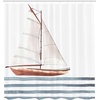 image:imageAmbesonne Nautical Shower Curtain Let Your Dreams Sail Words with Boat in Waves Motivation Lifestyle Print Cloth Fabric Bathroom Decor Set with Hooks 69 W x 70 L Cinnamon Pale Blue