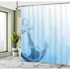 image:imageAmbesonne Nautical Shower Curtain Monochrome Anchor Illustration Deep Down in The Sea Bottom Be Strong and Stable Cloth Fabric Bathroom Decor Set with Hooks 69 W x 75 L Pale Blue