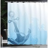 image:imageAmbesonne Nautical Shower Curtain Monochrome Anchor Illustration Deep Down in The Sea Bottom Be Strong and Stable Cloth Fabric Bathroom Decor Set with Hooks 69 W x 75 L Pale Blue