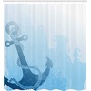 image:imageAmbesonne Nautical Shower Curtain Monochrome Anchor Illustration Deep Down in The Sea Bottom Be Strong and Stable Cloth Fabric Bathroom Decor Set with Hooks 69 W x 75 L Pale Blue