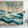 image:imageAmbesonne Nautical Shower Curtain Retro Sailing Adventure Rustic Wooden Marine Cottage Anchor Whale Waves Cloth Fabric Bathroom Decor Set with Hooks 69 W x 70 L Brown and Slate BlueTeal Ecru Blue