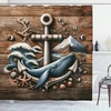 image:imageAmbesonne Nautical Shower Curtain Retro Sailing Adventure Rustic Wooden Marine Cottage Anchor Whale Waves Cloth Fabric Bathroom Decor Set with Hooks 69 W x 70 L Brown and Slate BlueCocoa and Slate Blue
