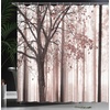 image:imageAmbesonne Parrot Shower Curtain Tropic Flowers and Parrot in Summer Garden Wooden Wall Ferns Art Cloth Fabric Bathroom Decor Set with Hooks 69 W x 84 L Cream Green RedDried Rose