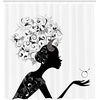 image:imageAmbesonne Parrot Shower Curtain Tropic Flowers and Parrot in Summer Garden Wooden Wall Ferns Art Cloth Fabric Bathroom Decor Set with Hooks 69 W x 84 L Cream Green RedWhite and Black