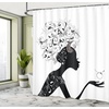 image:imageAmbesonne Parrot Shower Curtain Tropic Flowers and Parrot in Summer Garden Wooden Wall Ferns Art Cloth Fabric Bathroom Decor Set with Hooks 69 W x 84 L Cream Green RedWhite and Black