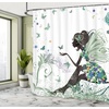 image:imageAmbesonne Parrot Shower Curtain Tropic Flowers and Parrot in Summer Garden Wooden Wall Ferns Art Cloth Fabric Bathroom Decor Set with Hooks 69 W x 84 L Cream Green RedPeacock Green