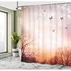 image:imageAmbesonne Parrot Shower Curtain Tropic Flowers and Parrot in Summer Garden Wooden Wall Ferns Art Cloth Fabric Bathroom Decor Set with Hooks 69 W x 84 L Cream Green RedPale Pink Orange