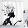 image:imageAmbesonne Parrot Shower Curtain Tropic Flowers and Parrot in Summer Garden Wooden Wall Ferns Art Cloth Fabric Bathroom Decor Set with Hooks 69 W x 84 L Cream Green RedWhite and Black