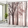 image:imageAmbesonne Parrot Shower Curtain Tropic Flowers and Parrot in Summer Garden Wooden Wall Ferns Art Cloth Fabric Bathroom Decor Set with Hooks 69 W x 84 L Cream Green RedDried Rose