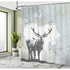 image:imageAmbesonne Parrot Shower Curtain Tropic Flowers and Parrot in Summer Garden Wooden Wall Ferns Art Cloth Fabric Bathroom Decor Set with Hooks 69 W x 84 L Cream Green RedGrey Black