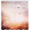 image:imageAmbesonne Parrot Shower Curtain Tropic Flowers and Parrot in Summer Garden Wooden Wall Ferns Art Cloth Fabric Bathroom Decor Set with Hooks 69 W x 84 L Cream Green RedPale Pink Orange