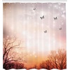 image:imageAmbesonne Parrot Shower Curtain Tropic Flowers and Parrot in Summer Garden Wooden Wall Ferns Art Cloth Fabric Bathroom Decor Set with Hooks 69 W x 84 L Cream Green RedPale Pink Orange