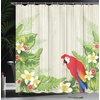 image:imageAmbesonne Parrot Shower Curtain Tropic Flowers and Parrot in Summer Garden Wooden Wall Ferns Art Cloth Fabric Bathroom Decor Set with Hooks 69 W x 84 L Cream Green RedCream Green Red