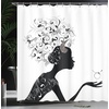 image:imageAmbesonne Parrot Shower Curtain Tropic Flowers and Parrot in Summer Garden Wooden Wall Ferns Art Cloth Fabric Bathroom Decor Set with Hooks 69 W x 84 L Cream Green RedWhite and Black
