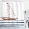 image:imageAmbesonne Nautical Shower Curtain Let Your Dreams Sail Words with Boat in Waves Motivation Lifestyle Print Cloth Fabric Bathroom Decor Set with Hooks 69 W x 70 L Cinnamon Pale Blue