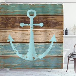 image:imageAmbesonne Anchor Shower Curtain Timeworn Marine on Weathered Wooden Planks Rustic Nautical Theme Cloth Fabric Bathroom Decor Set with Hooks 69 W x 70 L Teal BrownTeal Brown