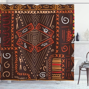 image:imageAmbesonne Parrot Shower Curtain Tropic Flowers and Parrot in Summer Garden Wooden Wall Ferns Art Cloth Fabric Bathroom Decor Set with Hooks 69 W x 84 L Cream Green RedOrange and Black