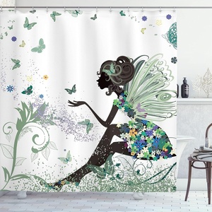 image:imageAmbesonne Parrot Shower Curtain Tropic Flowers and Parrot in Summer Garden Wooden Wall Ferns Art Cloth Fabric Bathroom Decor Set with Hooks 69 W x 84 L Cream Green RedPeacock Green