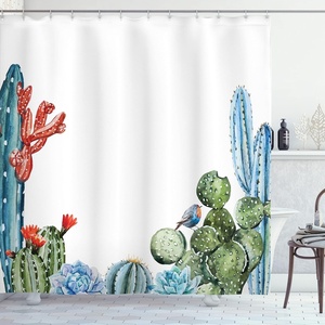 image:imageAmbesonne Parrot Shower Curtain Tropic Flowers and Parrot in Summer Garden Wooden Wall Ferns Art Cloth Fabric Bathroom Decor Set with Hooks 69 W x 84 L Cream Green RedGreen and Blue