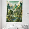 image:imageAmbesonne Abstract Tapestry Horizontal Zigzag Chevron Design with Bold Thin Print Wide Wall Hanging for Bedroom Living Room Dorm 80 X 60 Charcoal Grey Pale GreyFern Green Ivory Blue