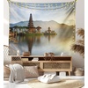 image:imageAmbesonne Balinese Tapestry Pura Ulun Danu Building Panorama Sunrise on Lake Bratan Bali Indonesia Waterscape Wide Wall Hanging for Bedroom Living Room Dorm 80 X 60 Beige Brown