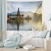image:imageAmbesonne Balinese Tapestry Pura Ulun Danu Building Panorama Sunrise on Lake Bratan Bali Indonesia Waterscape Wide Wall Hanging for Bedroom Living Room Dorm 80 X 60 Beige Brown