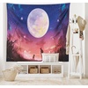 image:imageAmbesonne Fantasy Tapestry Young Woman with a Dog Under Huge Moon Starry Sky Celestial Friendship Art Wide Wall Hanging for Bedroom Living Room Dorm 60 X 40 Coral Indigo