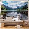 image:imageAmbesonne Winery Tapestry Sunset over the Vineyards of the South of France Sunbeams Cloudscape Picture Wide Wall Hanging for Bedroom Living Room Dorm 80 x 60 Yellow GreenWhite Green