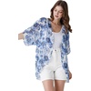 image:imageAmbesonne Womens Kimono Sheer Chiffon CardiganDark Ceil Blue White